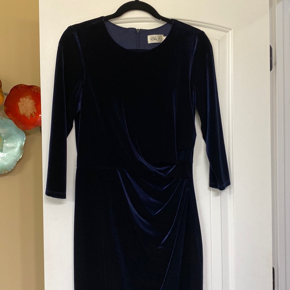 Navy blue velvet dress